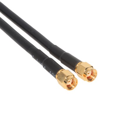 Amphenol CO-058SMAMMRP-015 Reverse Polarity SMA (RP-SMA) Male to RP-SMA Male Coax Cable (RG58) 50 Ohm Coaxial Cable Assembly 15 ft