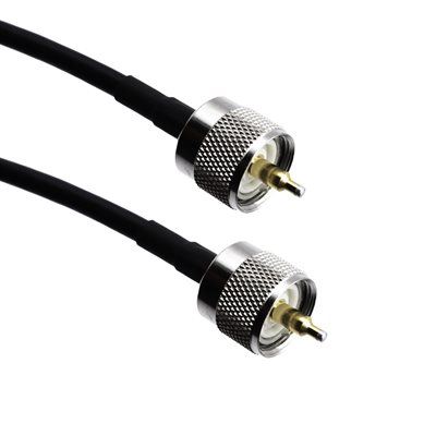 Amphenol CO-058UHFMX20-003 (RG58) UHF Male to UHF Male (PL-259) Coaxial Cable – 50 Ohm RG-58(C / U) RF Cable Assembly with UHF Connectors (3 ft)