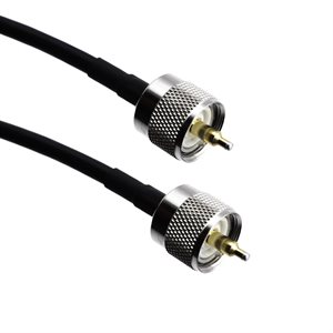 Amphenol CO-058UHFMX20-001 (RG58) UHF Male to UHF Male (PL-259) Coaxial Cable – 50 Ohm RG-58(C / U) RF Cable Assembly with UHF Connectors (1 ft)