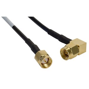 Amphenol CO-174SMARSMA-000.6 SMA Male to SMA Right Angle Male (RG174) 50 Ohm Coaxial Cable Assembly 0.5ft