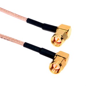 Amphenol CO-316RASMAX2-001 RG316 High Temperature Teflon Coaxial Cable - SMA Right Angle Male to SMA Right Angle Male 1ft