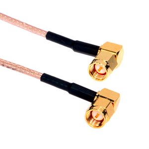 Amphenol CO-316RASMAX2-001 RG316 High Temperature Teflon Coaxial Cable - SMA Right Angle Male to SMA Right Angle Male 1ft