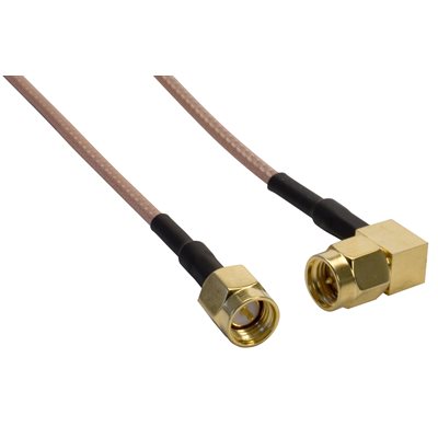Amphenol CO-316SMARSMA-005 RG316 High Temperature Teflon Coaxial Cable - SMA Male to SMA Right Angle Male 5ft