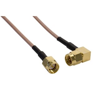 Amphenol CO-316SMARSMA-002 RG316 High Temperature Teflon Coaxial Cable - SMA Male to SMA Right Angle Male 2ft