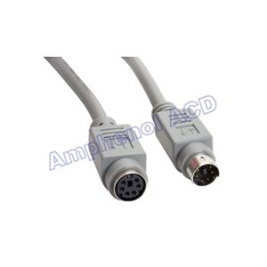Amphenol CS-DNMS6MD6F0-010 6-pin Mini-DIN (MD6) PS2 Keyboard / Mouse Extension Cable - Mini DIN 6 Male to Mini DIN 6 Female 10ft