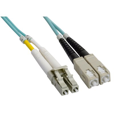 Amphenol FO-10GGBLCSC0-001 LC-SC Duplex 10Gb Multimode 50 / 125 OM3 Fiber Optic Patch Cable - 2 x LC Male to 2 x SC Male 1m