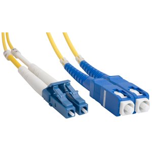 Amphenol FO-DLSCDLLC00-001 SC-LC Duplex Single-Mode 9 / 125 Fiber Optic Patch Cable (OFNR Riser) - 2 x SC Male to 2 x LC Male 1m