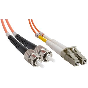 Amphenol FO-DUALSTLC00-001 ST-LC Duplex Multimode 62.5 / 125 Fiber Optic Patch Cable (OFNR Riser) - 2 x ST Male to 2 x LC Male 1m