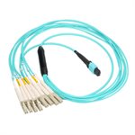 Amphenol FO-MPOSPLTRLC-005 MTP / MPO (QSFP) to (4) Duplex LC Breakout 10G / 40G OM3 Multimode 50 / 125 OFNP Fiber Optic Splitter Cable (40GBASE-SR4) - MTP / MPO Female to (4) Duplex LC Male - 5m (16.4')