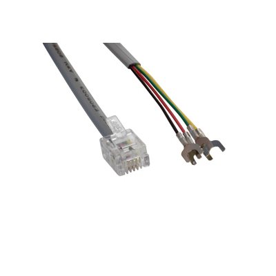 Amphenol MP-5FRJ11SLPS-007 Flat Silver Satin Modular Phone Cable Cable - RJ11 Plug to 4-Conductor Spade Lugs 7ft