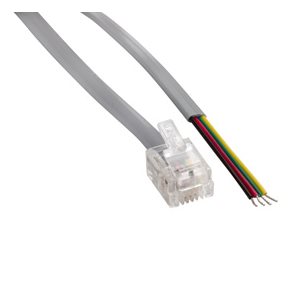 Amphenol MP-5FRJ11UNNS-001 Flat Silver Satin Modular Cables Plug to Tinned End, RJ11 (4 conductors) 1ft