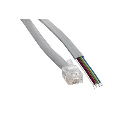 Amphenol MP-5FRJ12UNNS-001 Flat Silver Satin Modular Cables Plug to Tinned End, RJ12 (6 conductor) 1ft