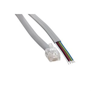 Amphenol MP-5FRJ12UNNS-014 Flat Silver Satin Modular Cables Plug to Tinned End, RJ12 (6 conductor) 14ft