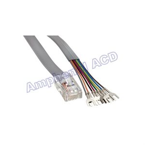 Amphenol MP-5FRJ45SLPS-002 Flat Silver Satin Modular Cables Plug to Spade Lug, RJ45 (8 conductors) 2ft
