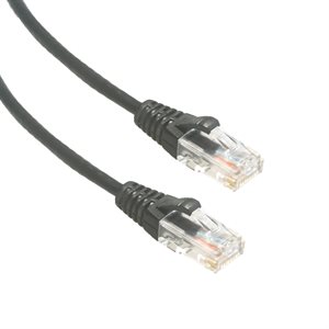 Amphenol MP-64RJ4528GK-001 Slim Category-6 (Thin CAT6) UTP 28-AWG Network Patch Cable (550-MHz) with Snagless RJ45 Connectors - Black 1ft