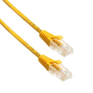 Amphenol MP-64RJ4528GY-001 Slim Category-6 (Thin CAT6) UTP 28-AWG Network Patch Cable (550-MHz) with Snagless RJ45 Connectors - Yellow 1ft