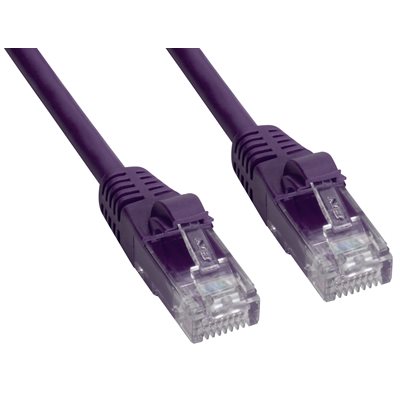 Amphenol MP-64RJ45UNNP-003 Category-6 Ethernet Cable (Cat6 UTP) Network Patch Cord (550-MHz) with Snagless RJ45 Connectors - Purple 3ft