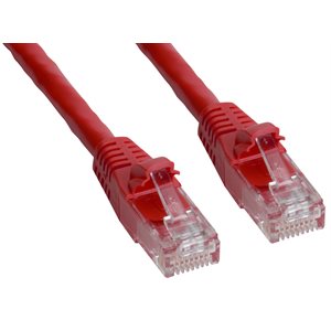 Amphenol MP-64RJ45UNNR-001 Category-6 Ethernet Cable (Cat6 UTP) Network Patch Cord (550-MHz) with Snagless RJ45 Connectors - Red 1ft