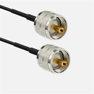 Amphenol CO-174UHFMX20-050 (RG174) UHF Male to UHF Male (PL-259) Coaxial Cable – 50 Ohm RG-174 / U RF Cable Assembly (50 ft)